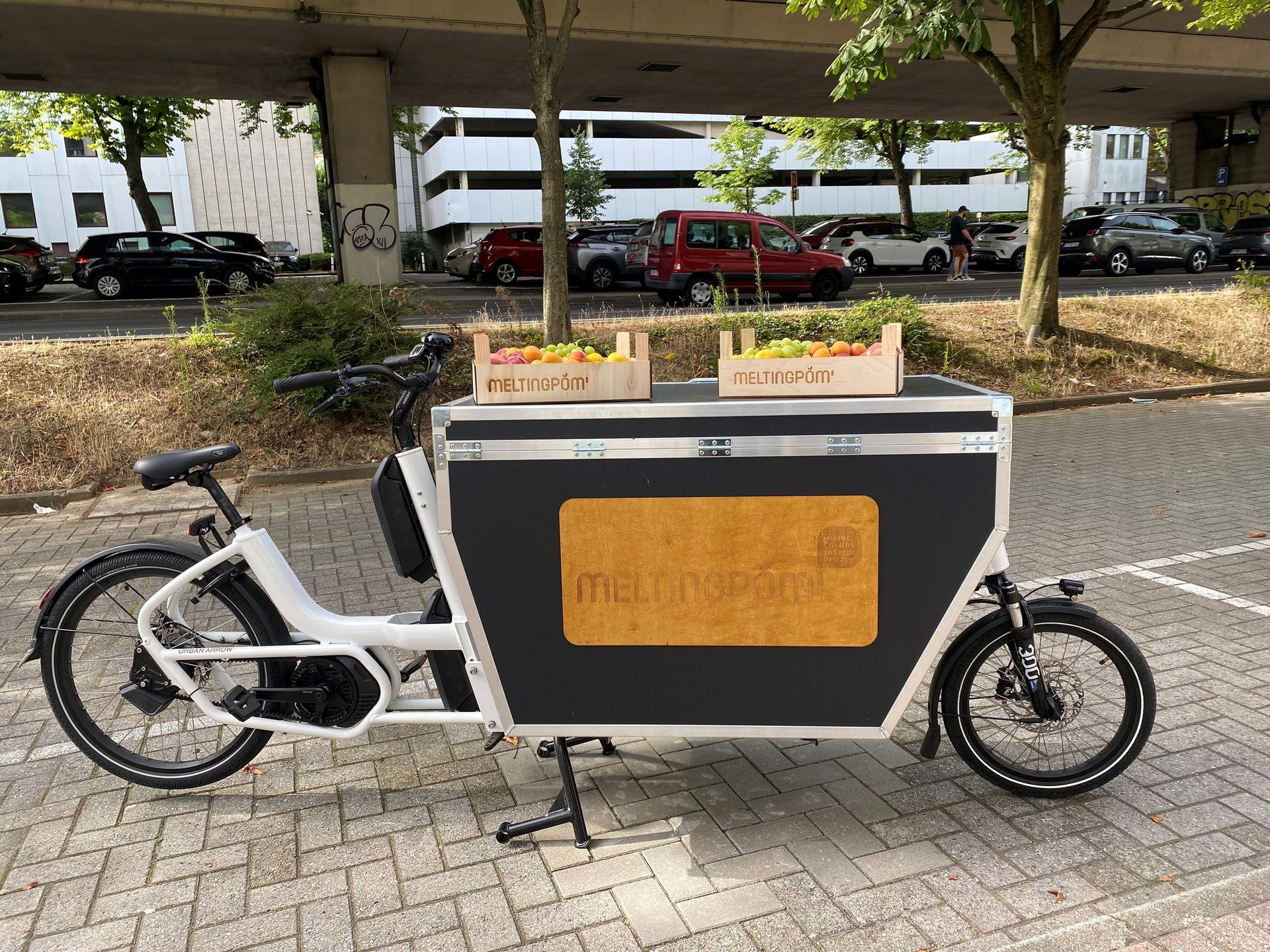 cargo bike fresh fruit baskets