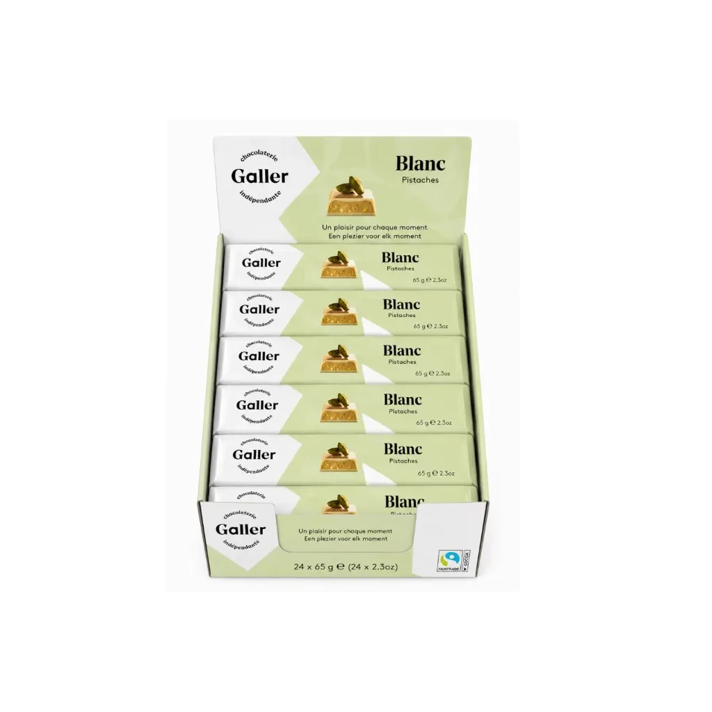 24x65g Barre Chocolat Blanc Pistache