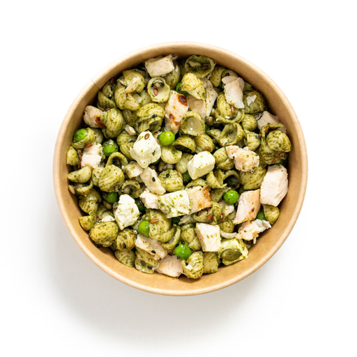 Salade de pâtes au poulet et pesto